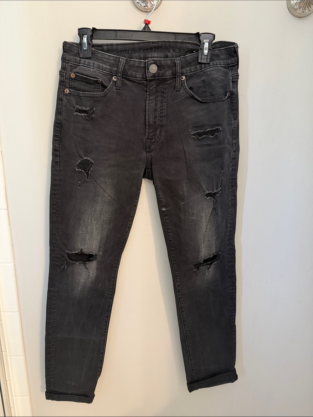 American Eagle Outfitters Black Ripped Skinny Jeans